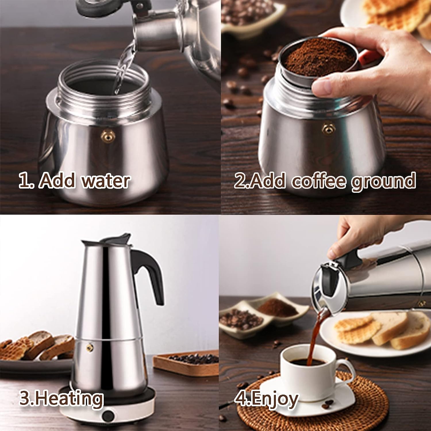 4/6/9 Cups Moka Pot Caffe Mach - огляд і ціна Coffee Vending Equipment